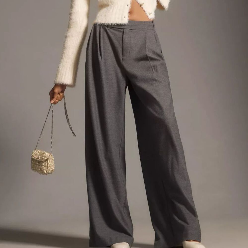 Anthropologie Melange Wide Leg Pleated Trousers Pants M NWT